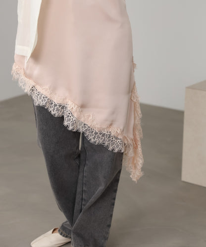 レースアシンメトリーサテンキャミソール