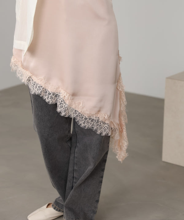 レースアシンメトリーサテンキャミソール