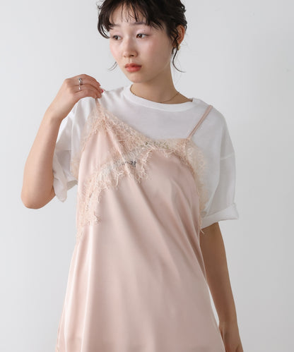 レースアシンメトリーサテンキャミソール