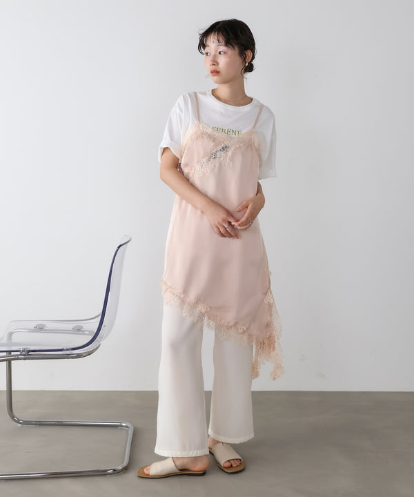 レースアシンメトリーサテンキャミソール