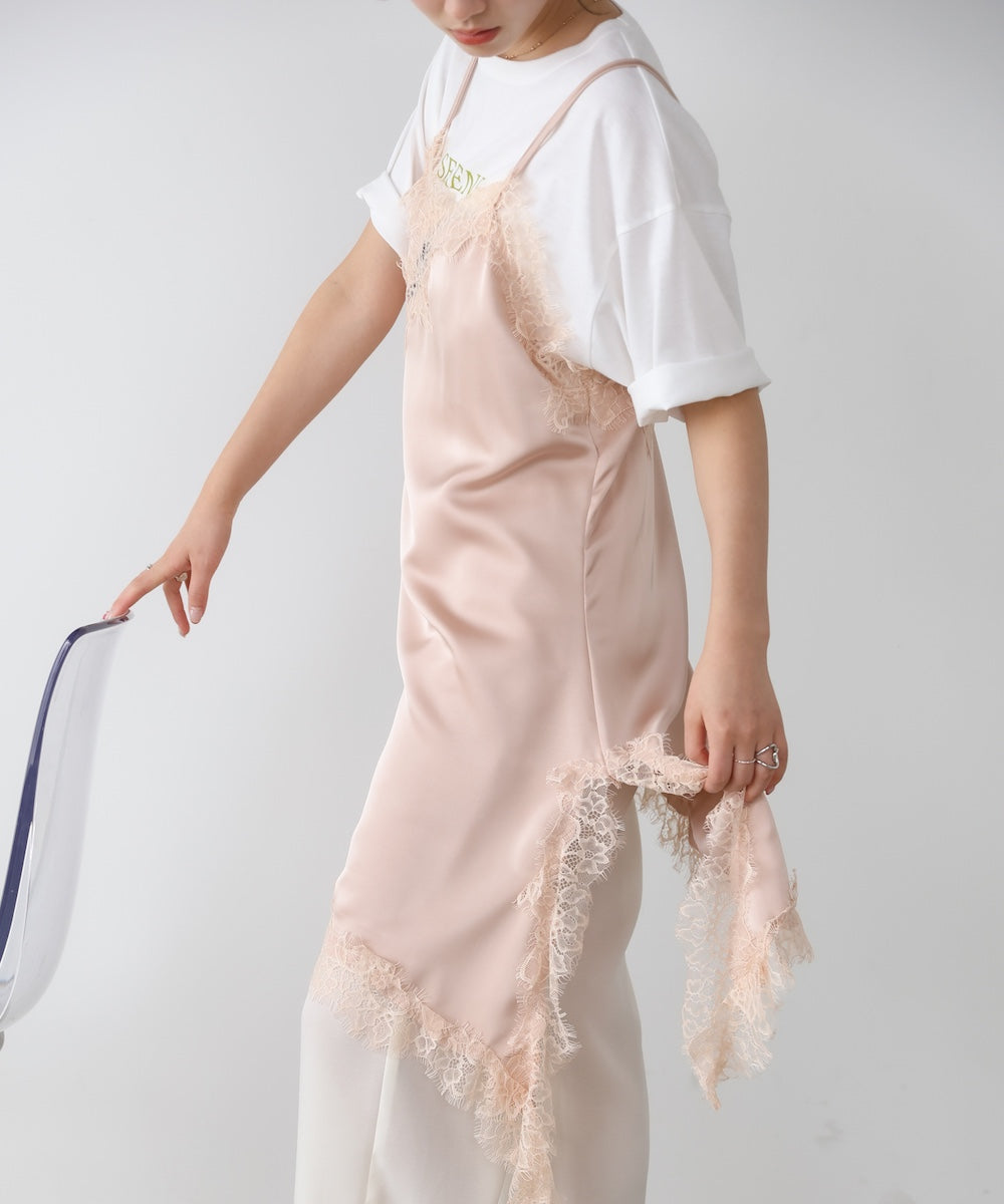 レースアシンメトリーサテンキャミソール