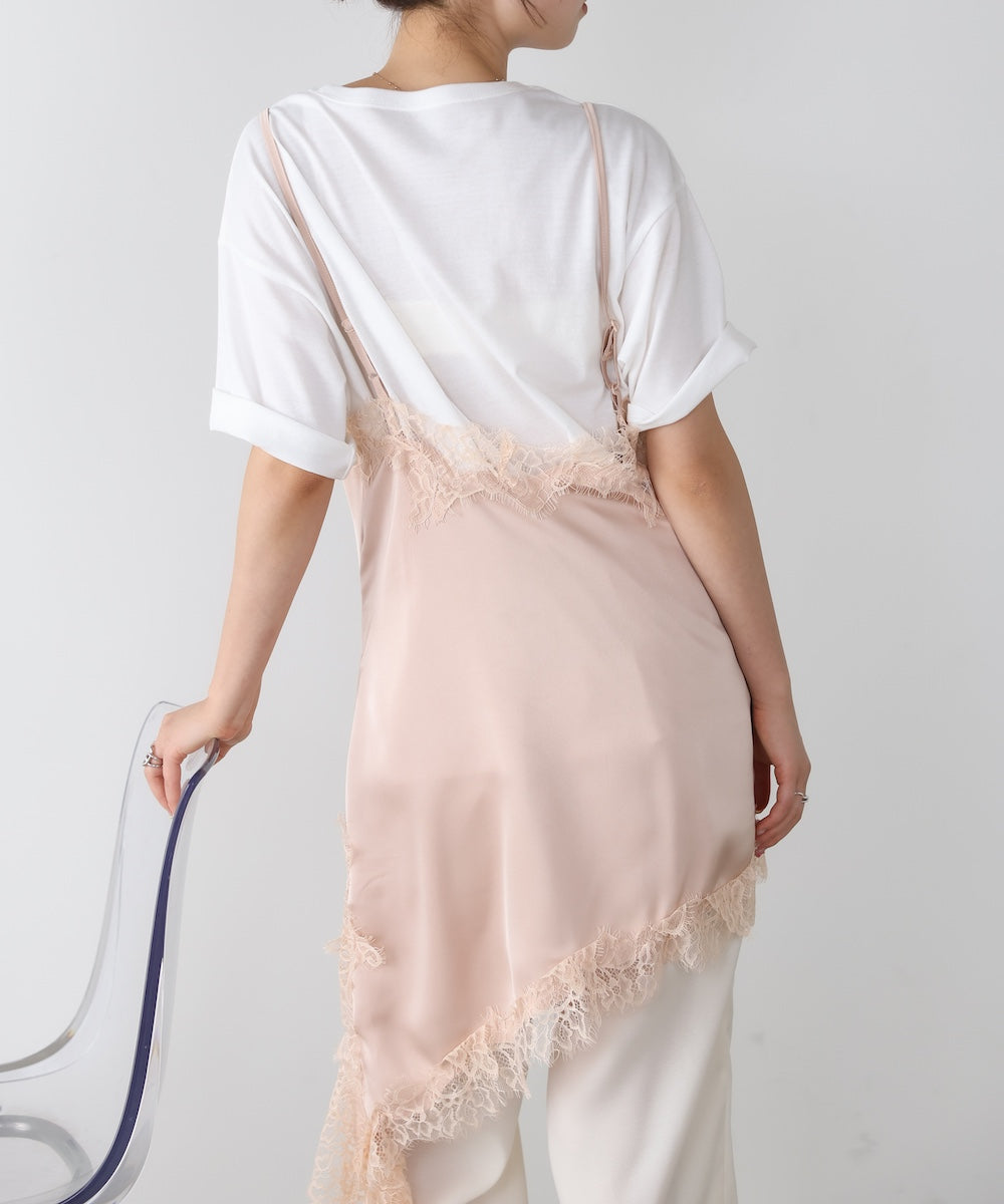 レースアシンメトリーサテンキャミソール