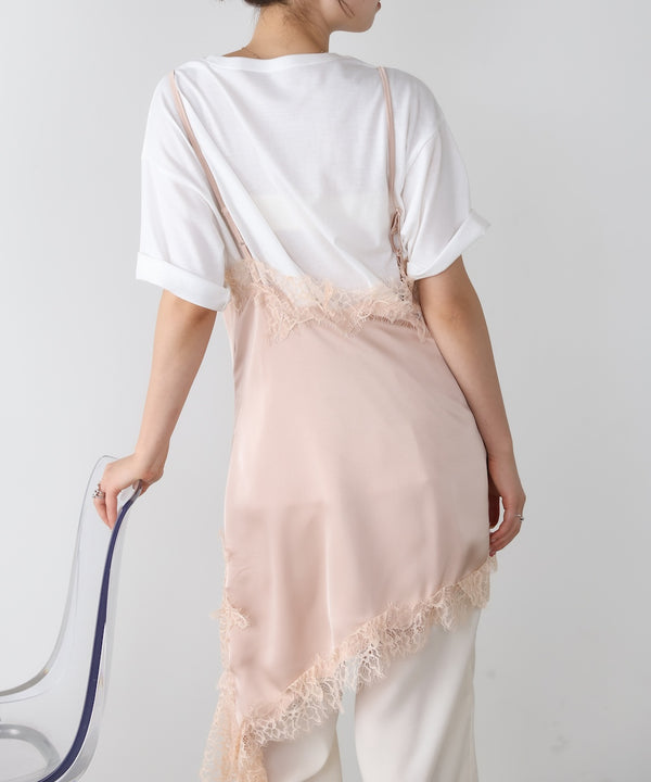 レースアシンメトリーサテンキャミソール