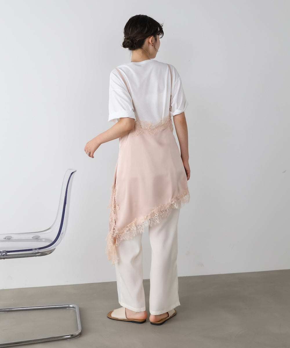 レースアシンメトリーサテンキャミソール