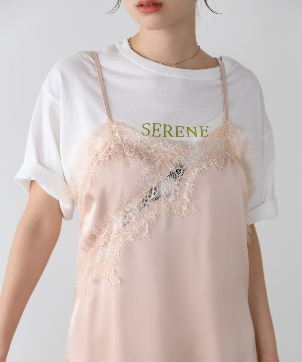 レースアシンメトリーサテンキャミソール