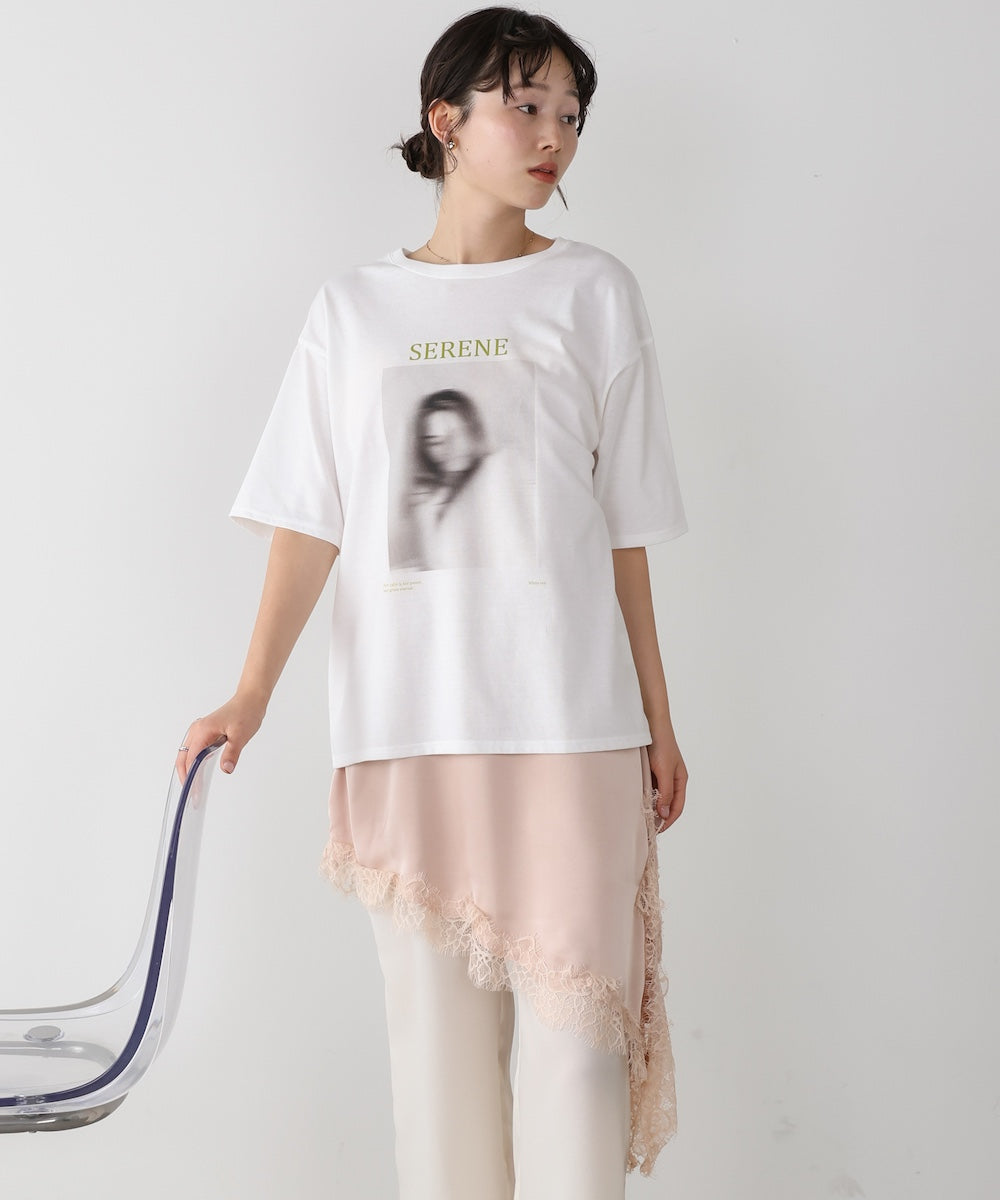 レースアシンメトリーサテンキャミソール