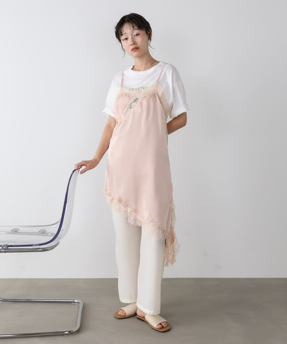 レースアシンメトリーサテンキャミソール