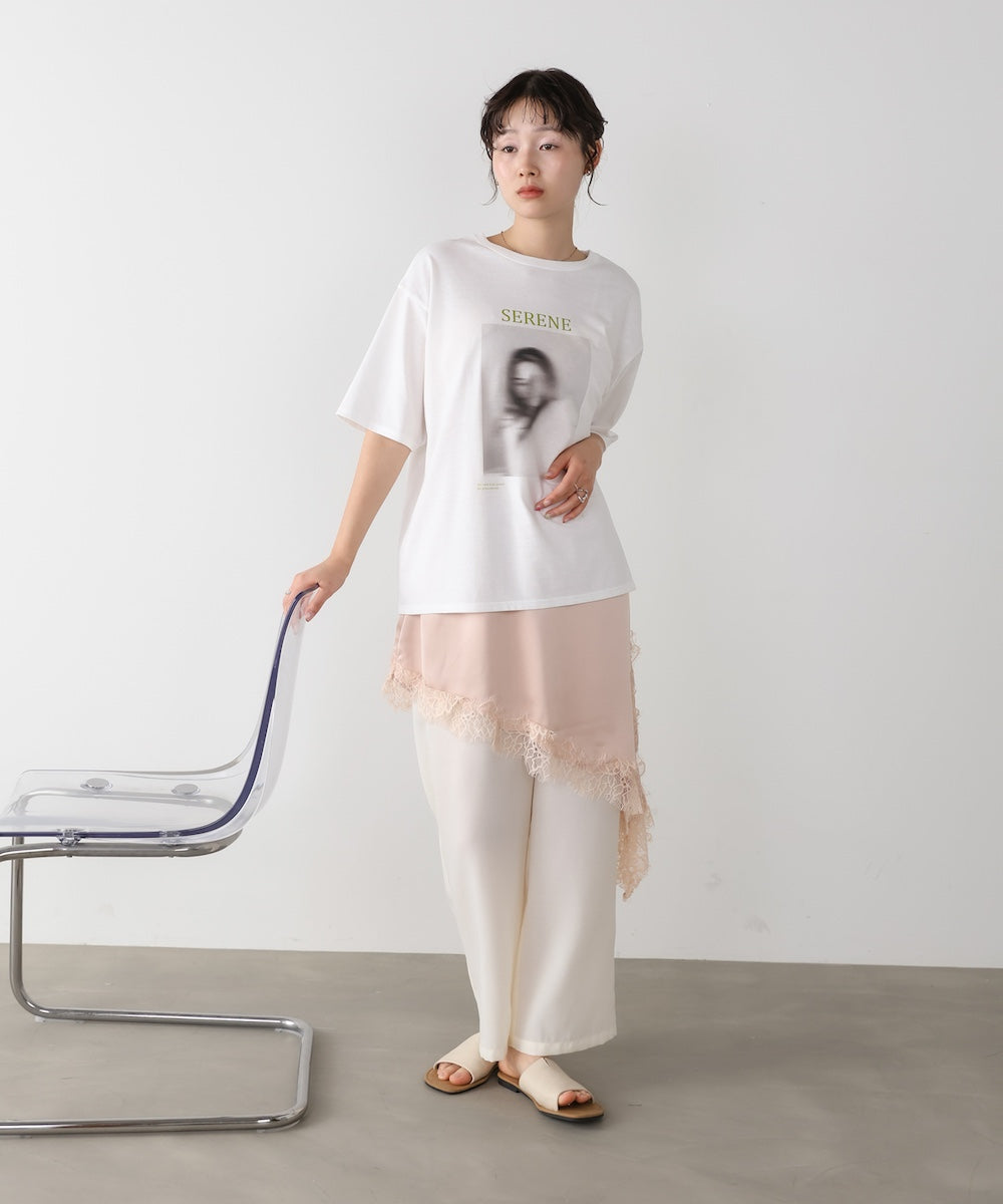 レースアシンメトリーサテンキャミソール