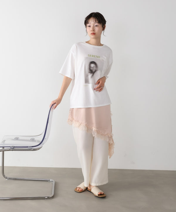 レースアシンメトリーサテンキャミソール