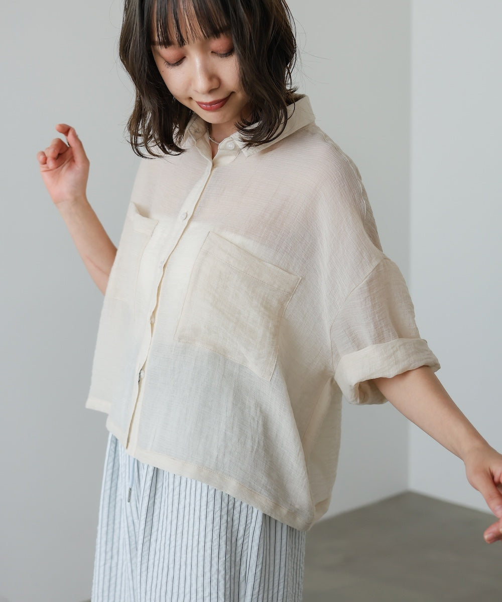 シアーショートシャツブラウス