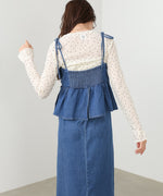 デニムペプラムギャザーキャミワンピース