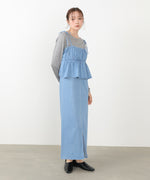 デニムペプラムギャザーキャミワンピース