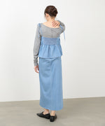 デニムペプラムギャザーキャミワンピース