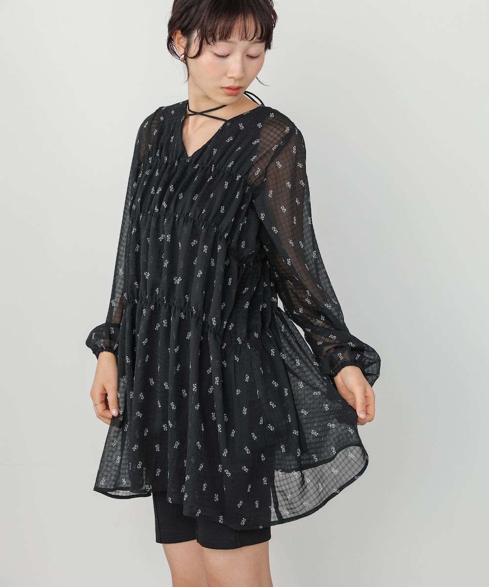 花柄プリントミニワンピース