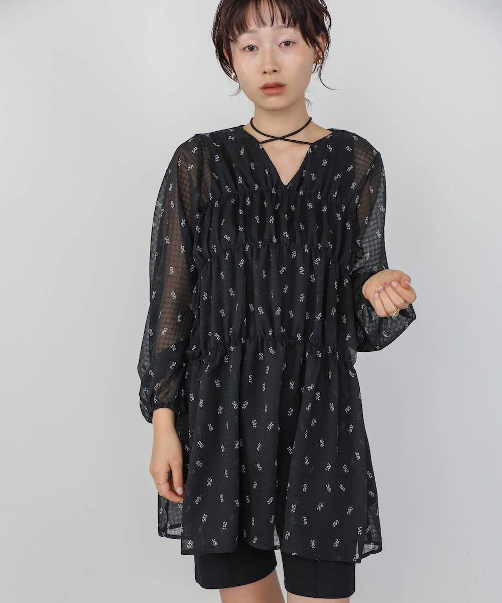 花柄プリントミニワンピース