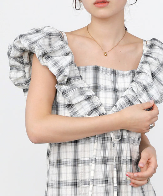 2WAYバルーンチェックワンピース