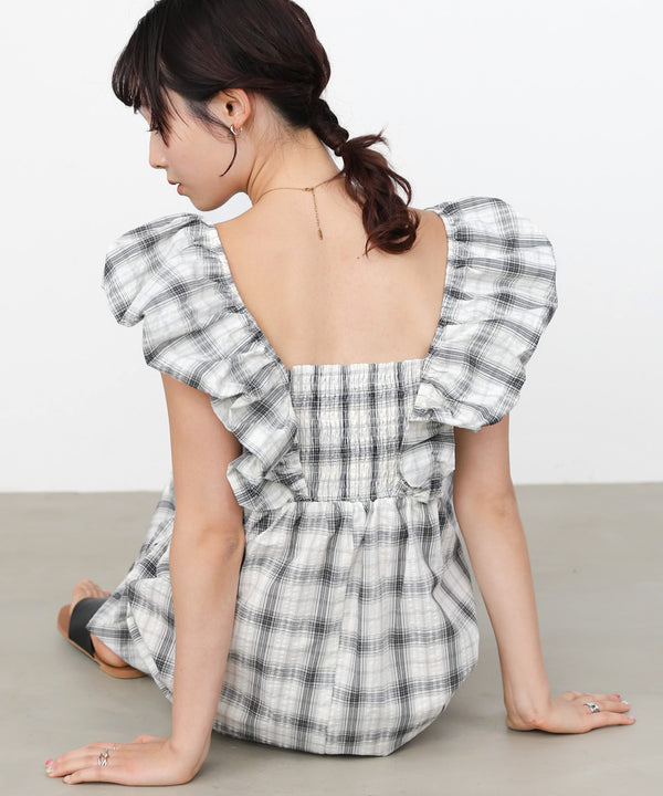 2WAYバルーンチェックワンピース