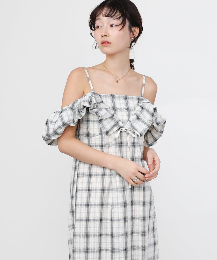2WAYバルーンチェックワンピース