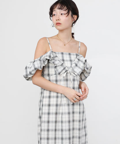 2WAYバルーンチェックワンピース