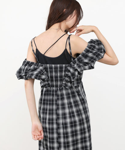 2WAYバルーンチェックワンピース