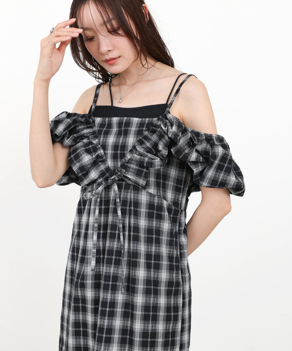 2WAYバルーンチェックワンピース