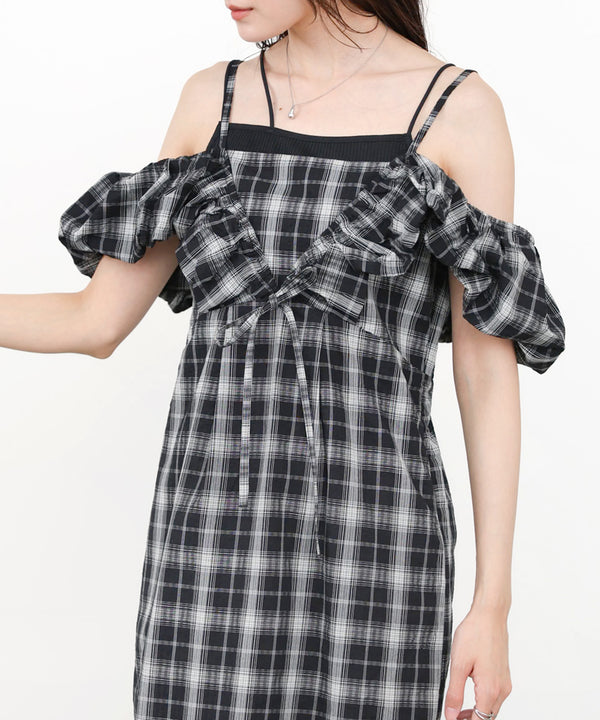 2WAYバルーンチェックワンピース