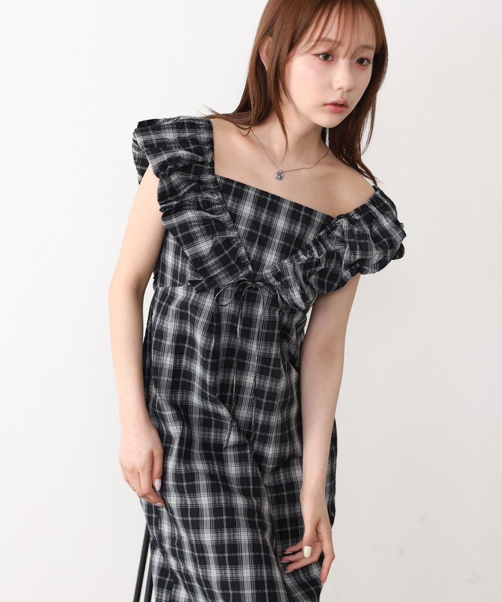 2WAYバルーンチェックワンピース