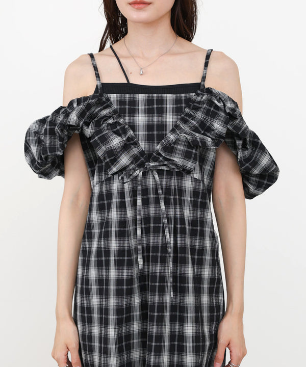 2WAYバルーンチェックワンピース