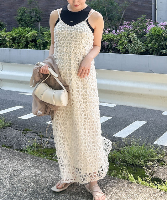 【サイズ展開あり】フラワーレースキャミワンピース