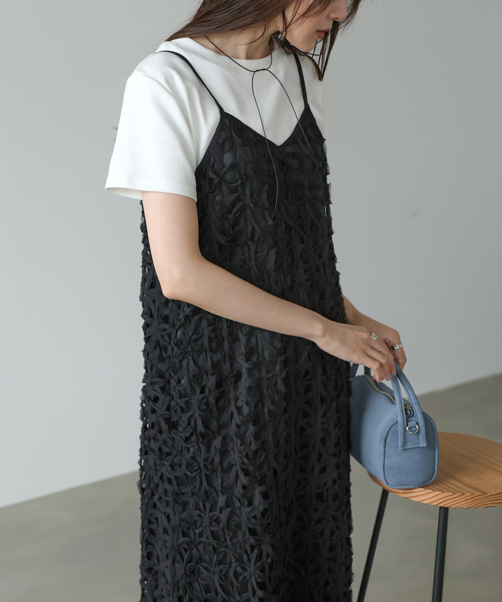 【サイズ展開あり】フラワーレースキャミワンピース