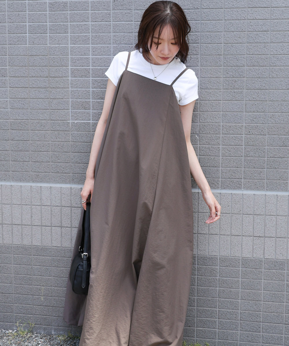 裾バルーンバックギャザーキャミワンピース