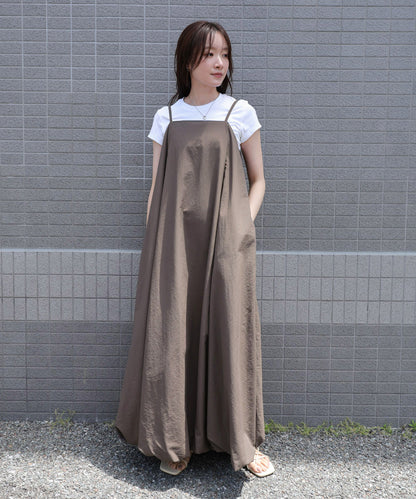 裾バルーンバックギャザーキャミワンピース