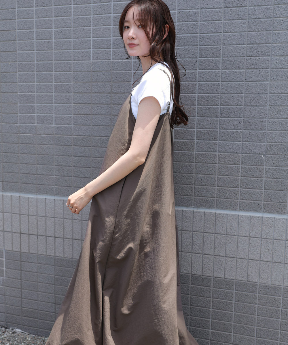 裾バルーンバックギャザーキャミワンピース
