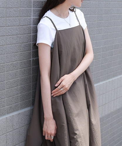 裾バルーンバックギャザーキャミワンピース