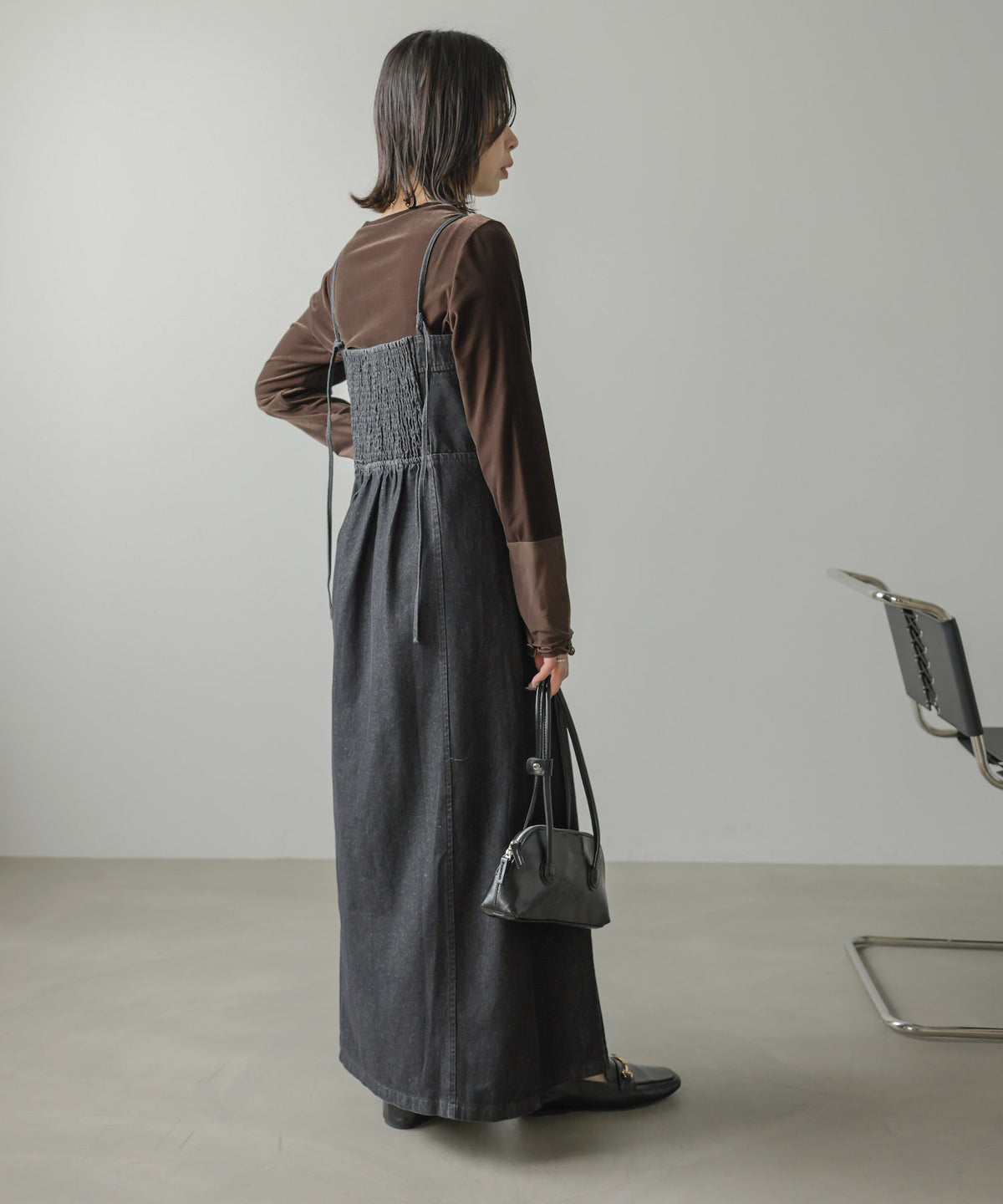 ミディアムオンスデニムキャミワンピース