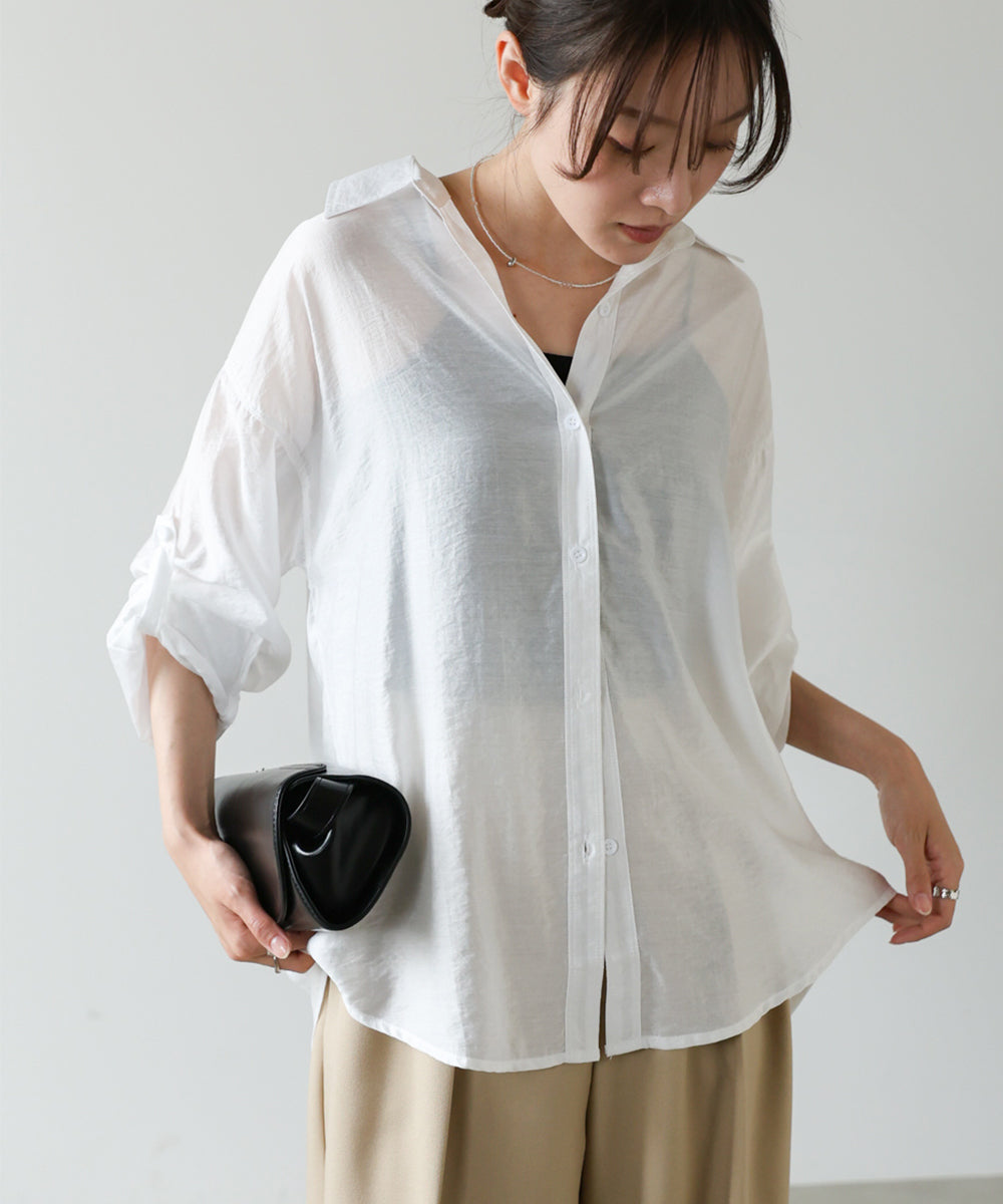 ロールアップスリーブブラウス