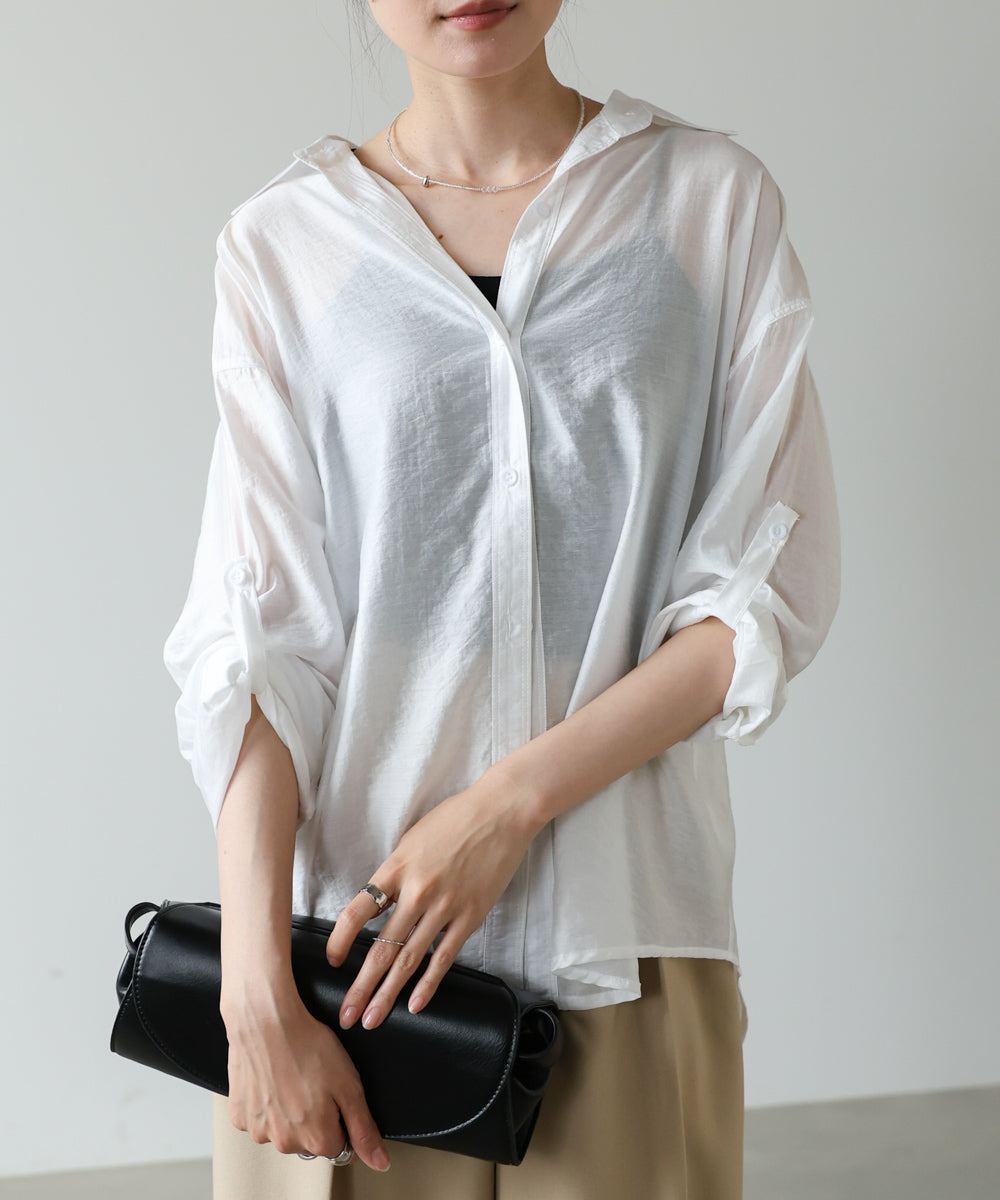 ロールアップスリーブブラウス