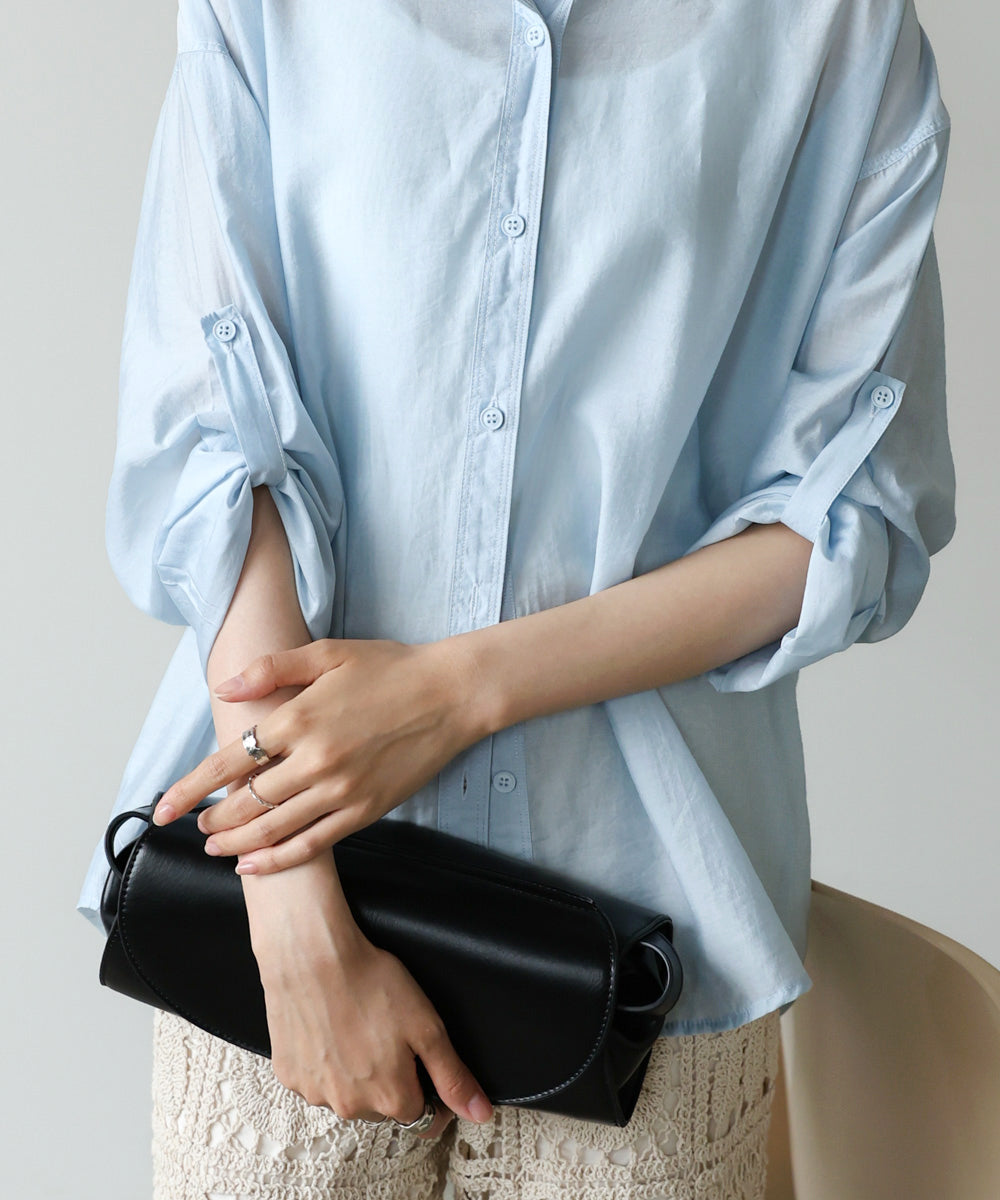 ロールアップスリーブブラウス