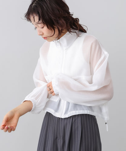 スタンド襟シアーブルゾン