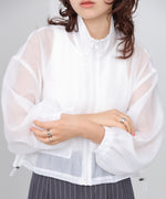 スタンド襟シアーブルゾン