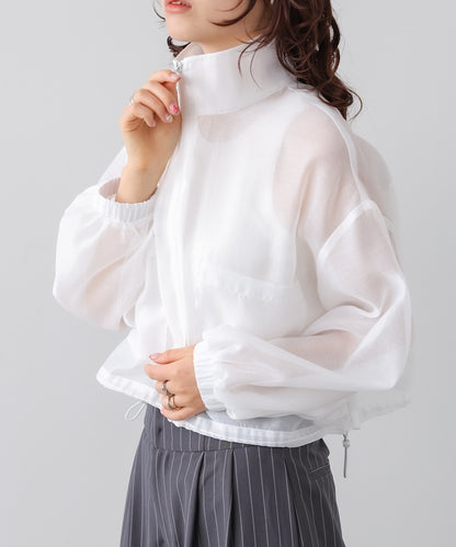 スタンド襟シアーブルゾン