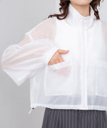 スタンド襟シアーブルゾン