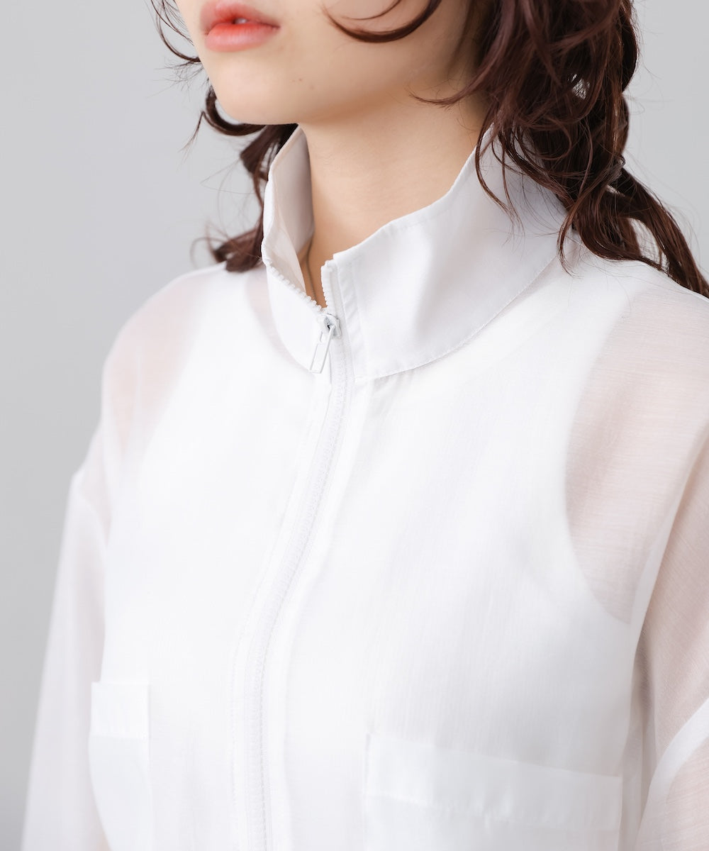 スタンド襟シアーブルゾン