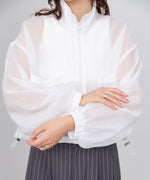 スタンド襟シアーブルゾン