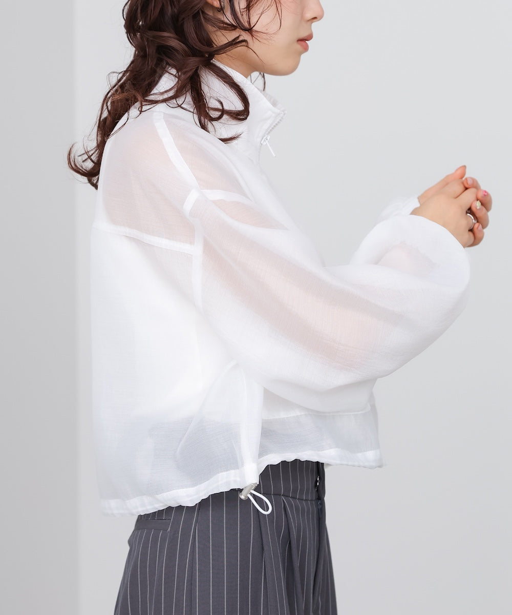 スタンド襟シアーブルゾン