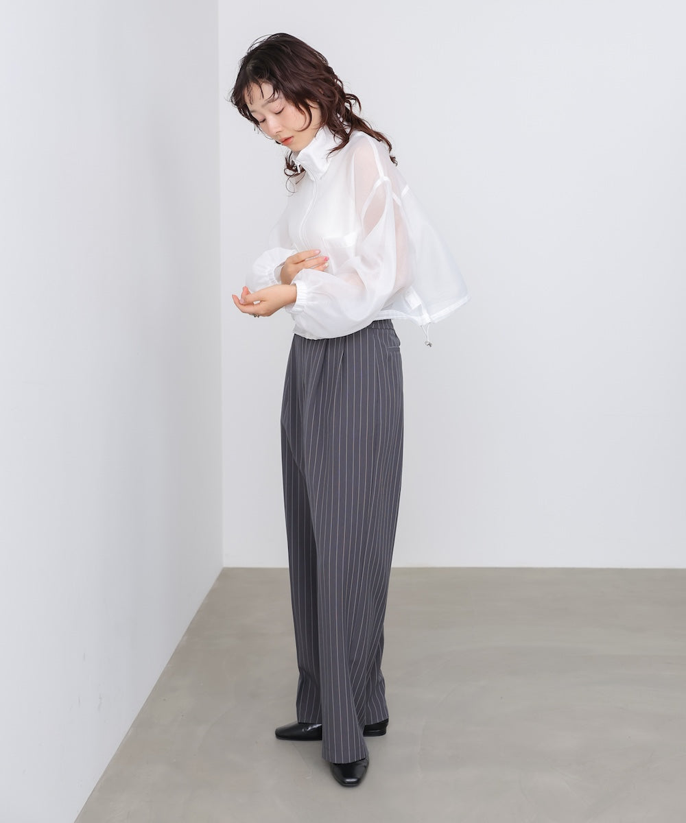 スタンド襟シアーブルゾン