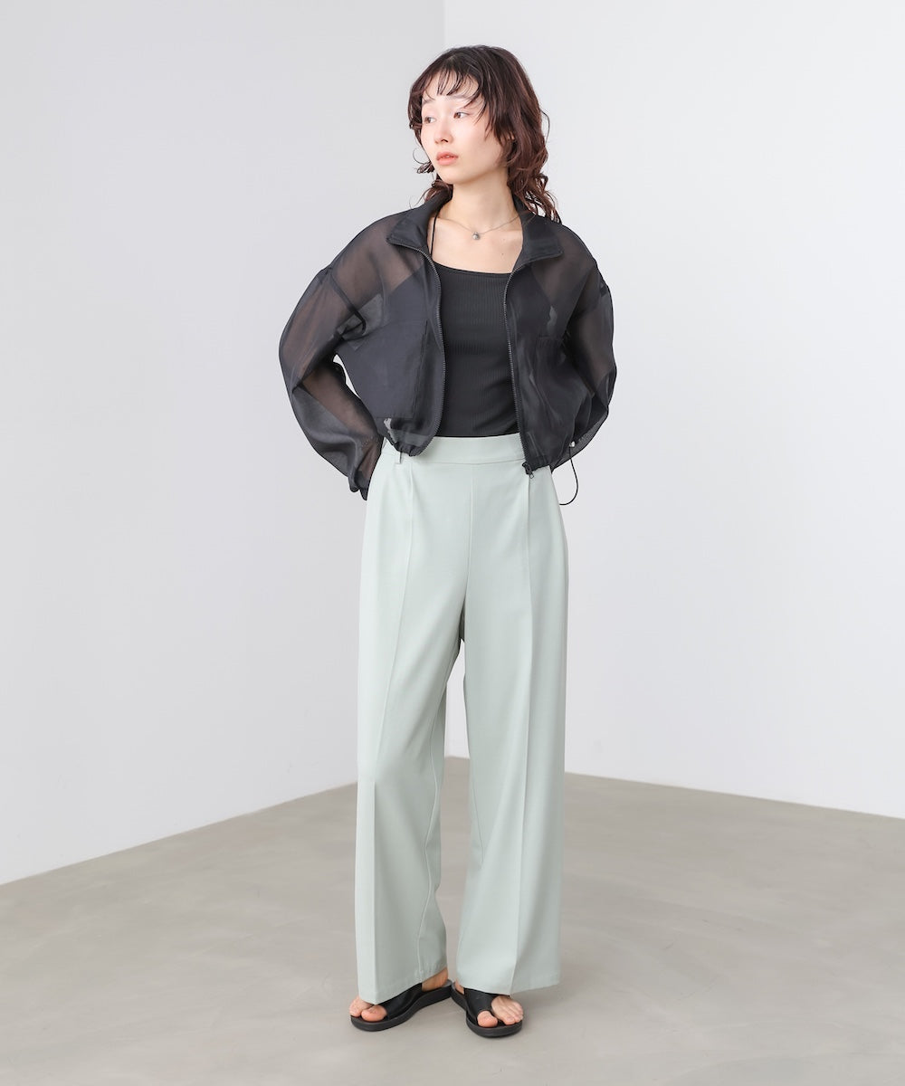 スタンド襟シアーブルゾン