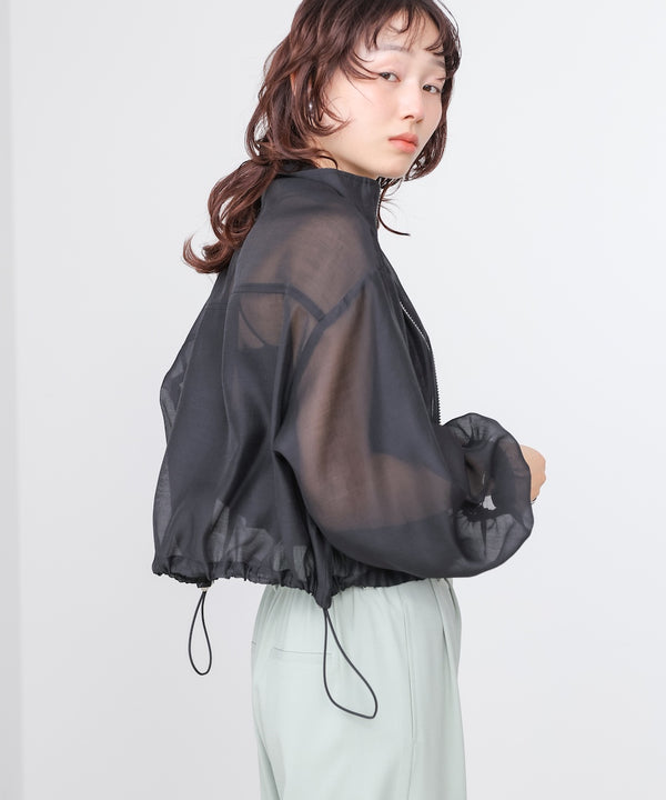 スタンド襟シアーブルゾン