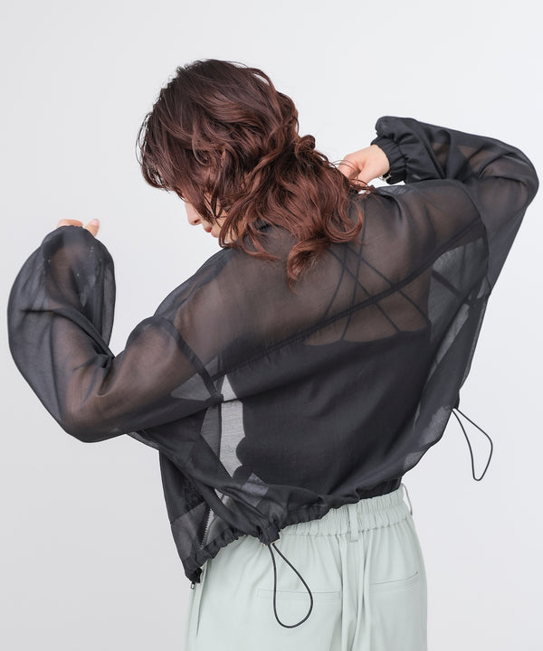 スタンド襟シアーブルゾン