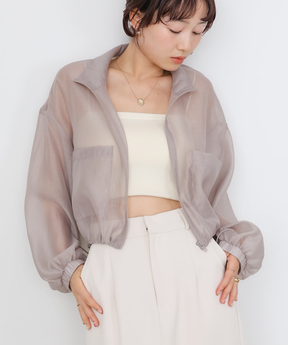 スタンド襟シアーブルゾン